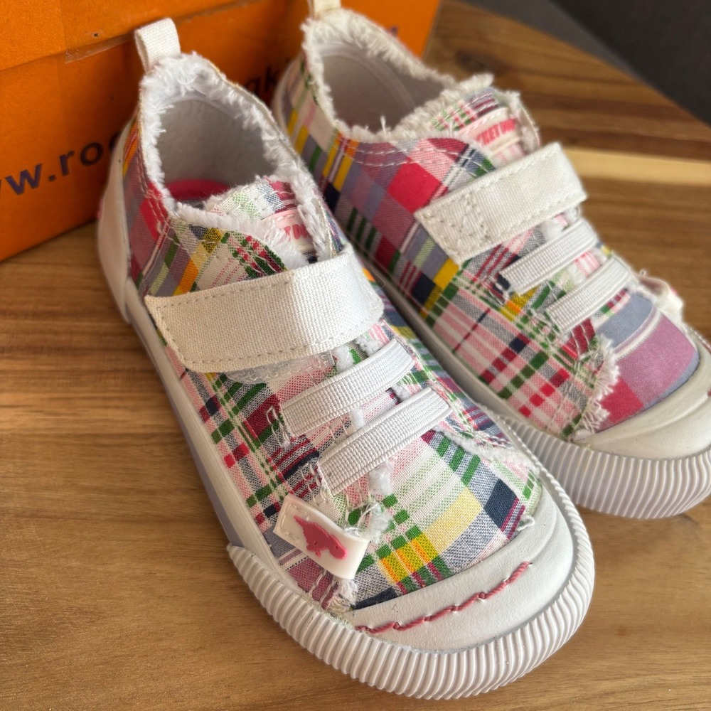 Rocket Dog Lil J Too White Madras Plaid Toddler Sneakers 8.5 Multi Color 2334122